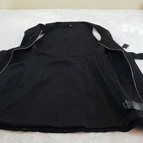 NWT! Volcom XS Black Denim Front Zip Belted Dress - Picture 4 of 9